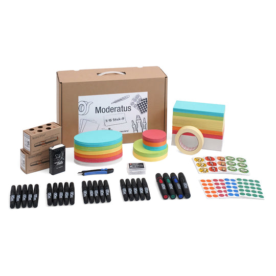 Neuland Moderatus® 3/15, Stick-It contains all the essential core workshop materials you need for up to 15 participants in a 3-day training session all conveniently organised and put together for you! With Stick-It Cards. Sold in UK by Inky Thinking online shop.