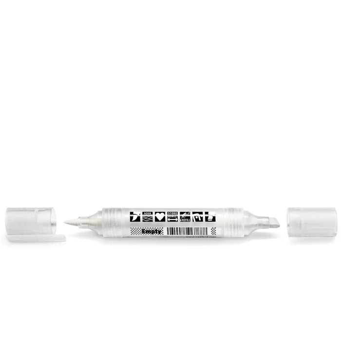 Neuland TwinOne Empty marker pen, double ended, brush and chisel nib, top up with refill ink. Sold in UK via Inky Thinking online shop, official reseller.
