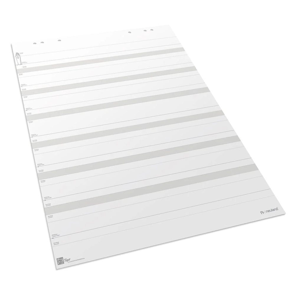 Neuland Handlettering Learning Pad is a Flipchart paper pad with 25 sheets, printed with water-marked lines and examples to practice writing skills on headlines, text, and calligraphy. When it comes to writing neatly on the flipchart, this is the solution. Sold in UK via Inky Thinking
