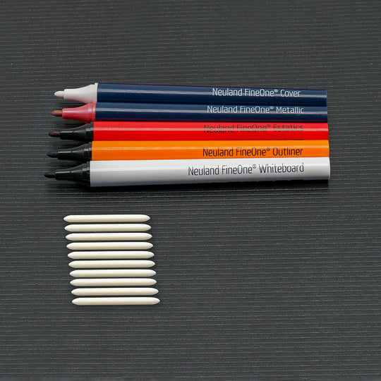 Set of 10 replacement nibs for Neuland FineOne round nib marker pens.  Sold in the UK by official reseller, Inky Thinking.