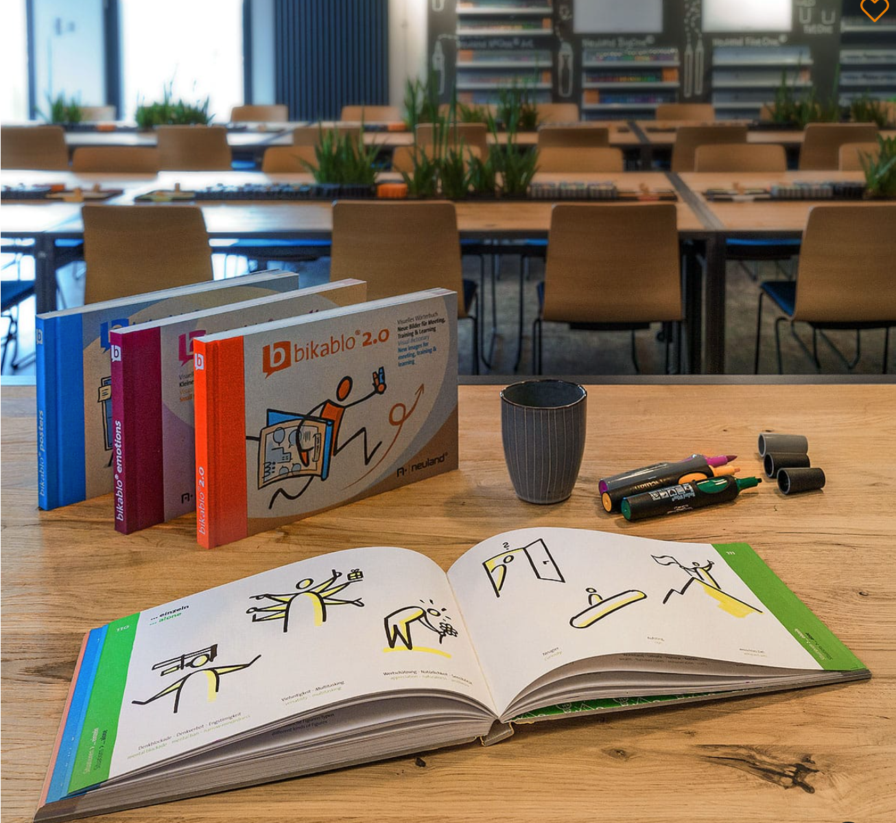 4 Bikablo Visual Dictionary books on table