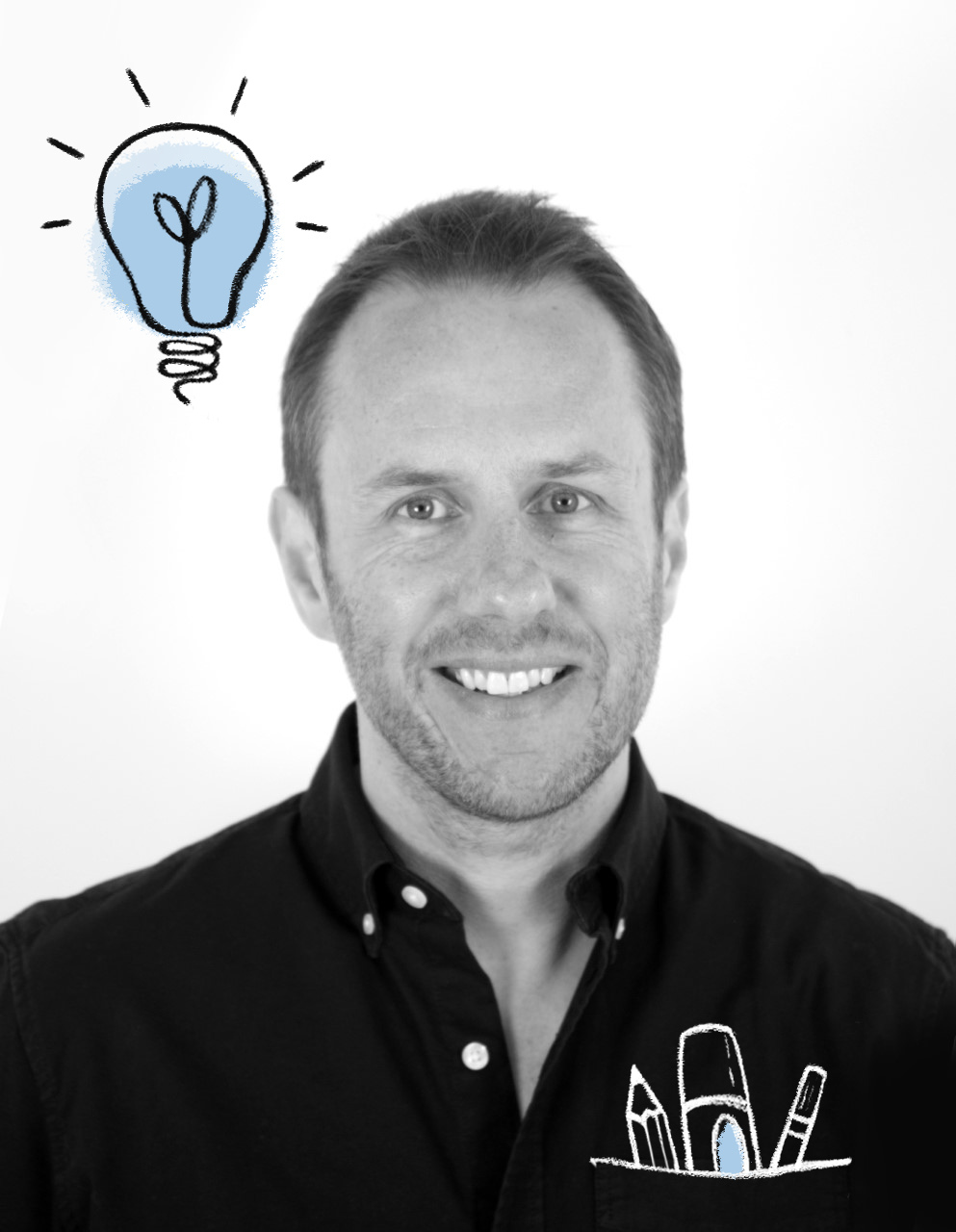 Illustrated image of Tom Russell, founder of Inky Thinking