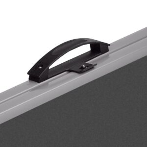 Photo of handle of folded Neuland EuroPin MC Pinboard in black, sold in UK by Inky Thinking Shop.