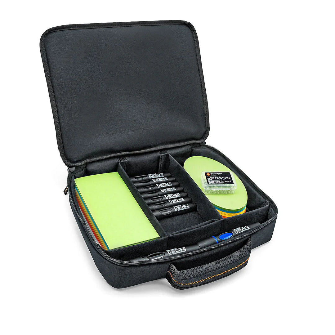 WorkshopEtui Pin-It Basic case by Neuland contains the essential professional facilitation kit for meetings and workshops featuring Pin-It workshop cards.