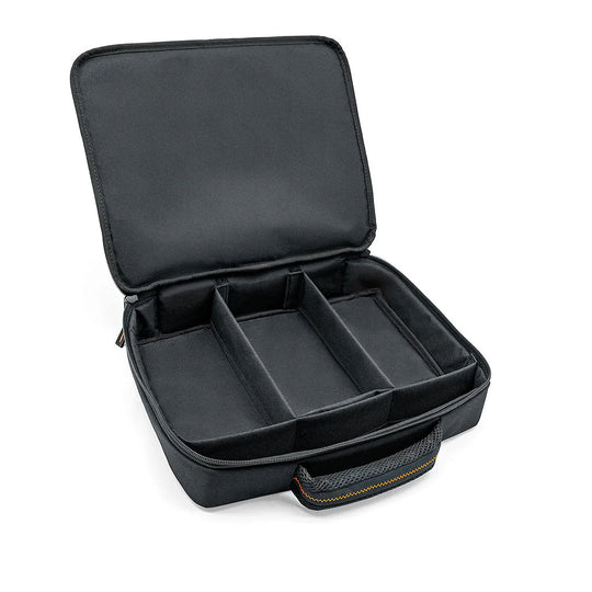 Black Neuland workshop kit travel case with compartments on a white background. 