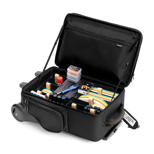 Neuland Workshop Trolley packed full of visual facilitation kit, markers, pens, glue, paper, pins, stickers. Sold pre-filled. Sold in the UK by Inky Thinking, official Neuland UK reseller.