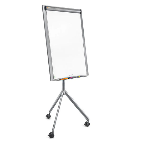 Neuland ToMove FlipChart is a sophisticated flipchart featuring an elegant tripod castor frame and a magnetic whiteboard surface. Offered in either a stylish matte black or a refined grey aluminium finish. Sold in UK by Inky Thinking