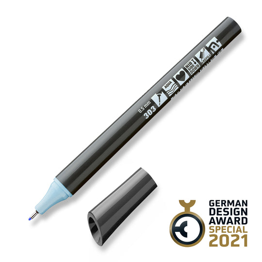 303 pastel blue Neuland FineOne sketch, 0.5mm nib marker pen. Sold in the UK by official reseller, Inky Thinking.