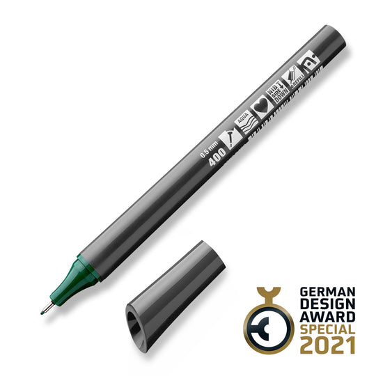 400 green Neuland FineOne sketch, 0.5mm nib marker pen. Sold in the UK by official reseller, Inky Thinking.