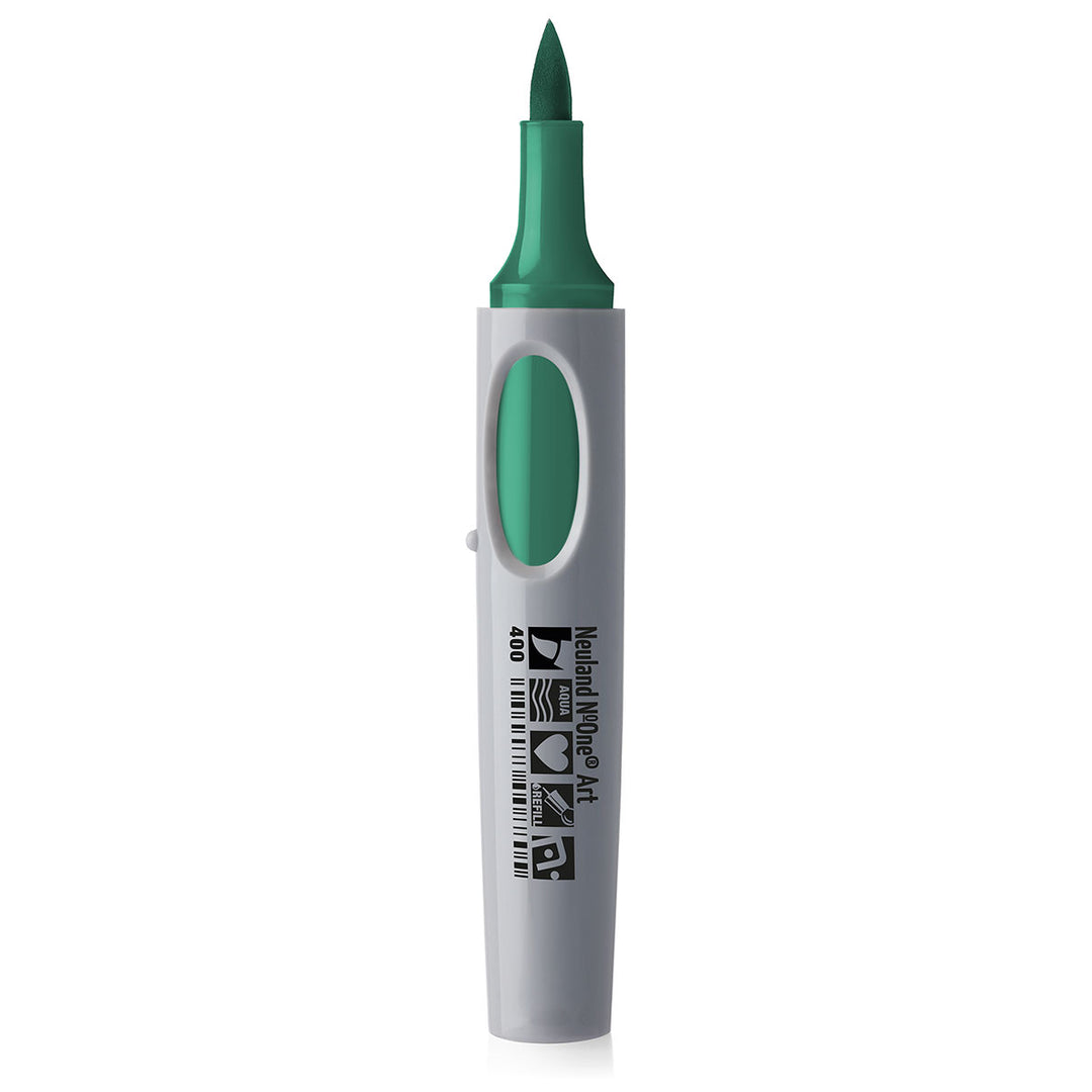 400 green Neuland No.One art brush nib marker pen, refillable. Sold in the UK by official reseller, Inky Thinking.