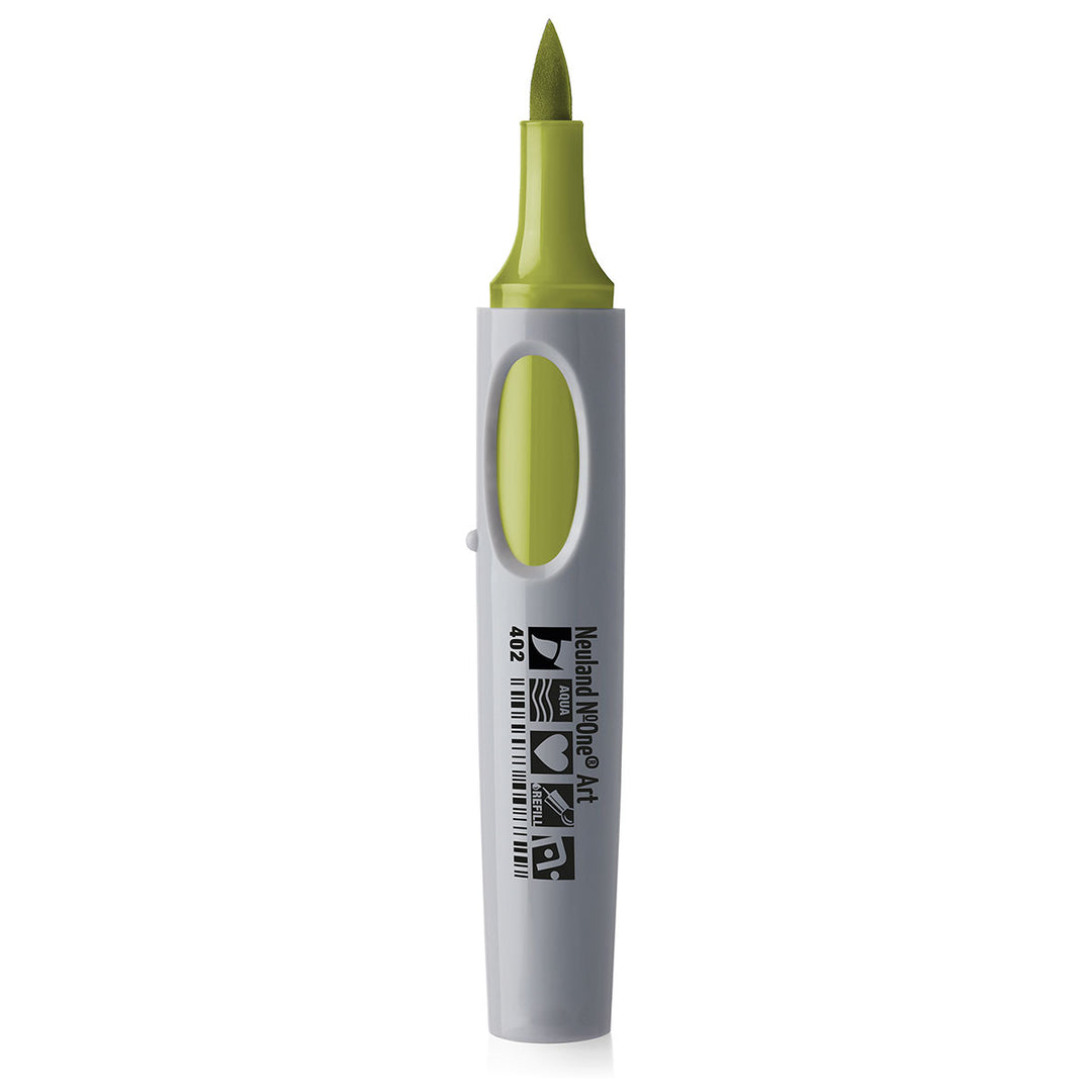 402 olive Neuland No.One art brush nib marker pen, refillable. Sold in the UK by official reseller, Inky Thinking.