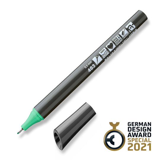 403 pastel green Neuland FineOne sketch, 0.5mm nib marker pen. Sold in the UK by official reseller, Inky Thinking.