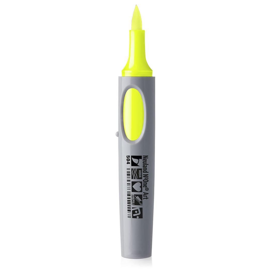 504 neon yellow Neuland No.One art brush nib marker pen, refillable. Sold in the UK by official reseller, Inky Thinking.