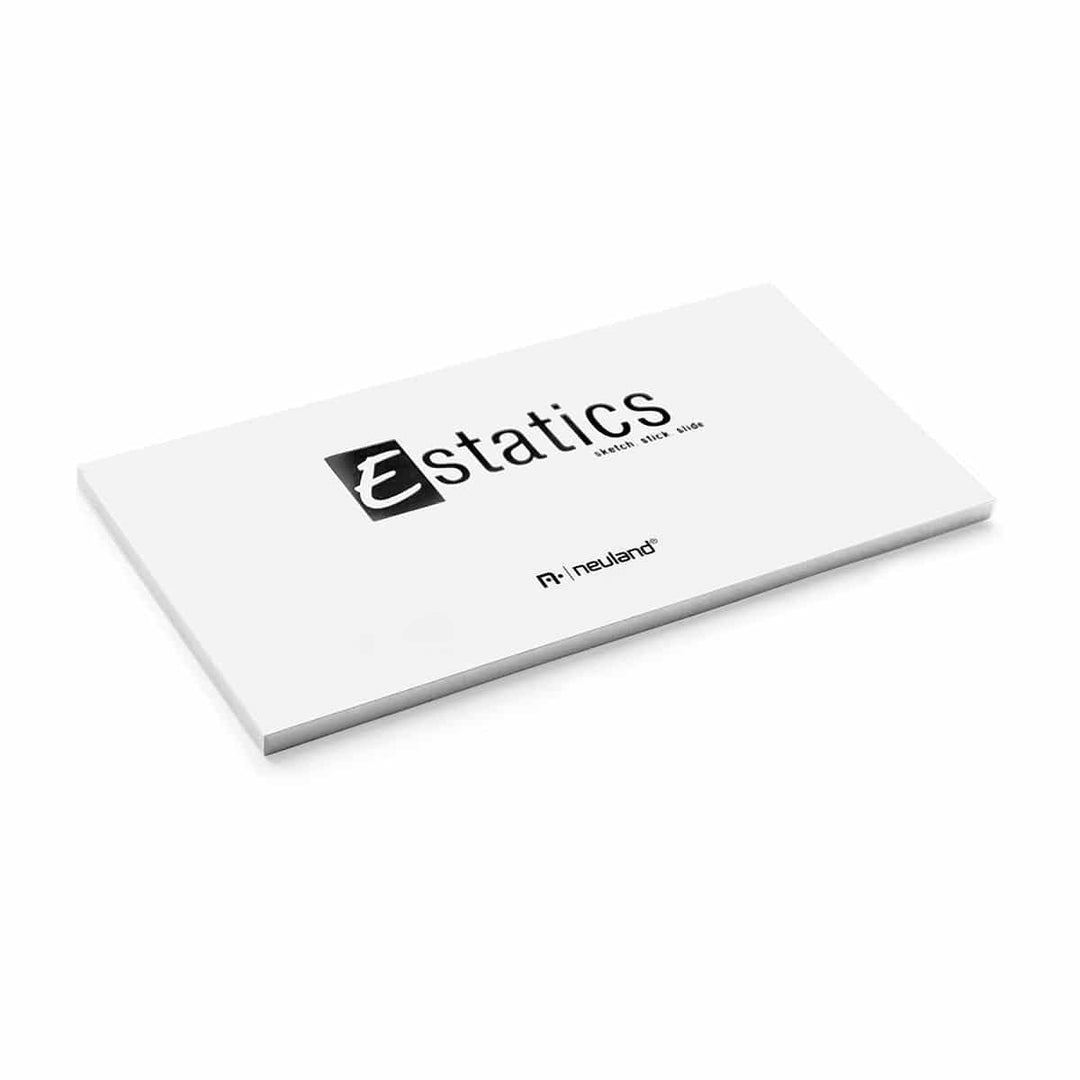 Electrostatically charged sticky notes for meeting room walls, glass, doors, for mind mapping, team conversations, visual facilitation. Neuland Estatics, white are sold in the UK by Inky Thinking Shop, official Neuland reseller.