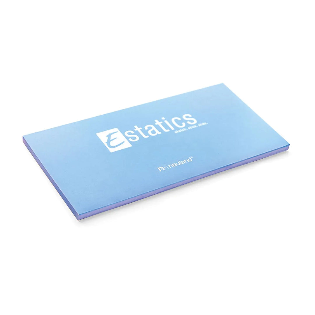 Electrostatically charged sticky notes for meeting room walls, glass, doors, for mind mapping, team conversations, visual facilitation. Neuland Estatics, blue are sold in the UK by Inky Thinking Shop, official Neuland reseller.