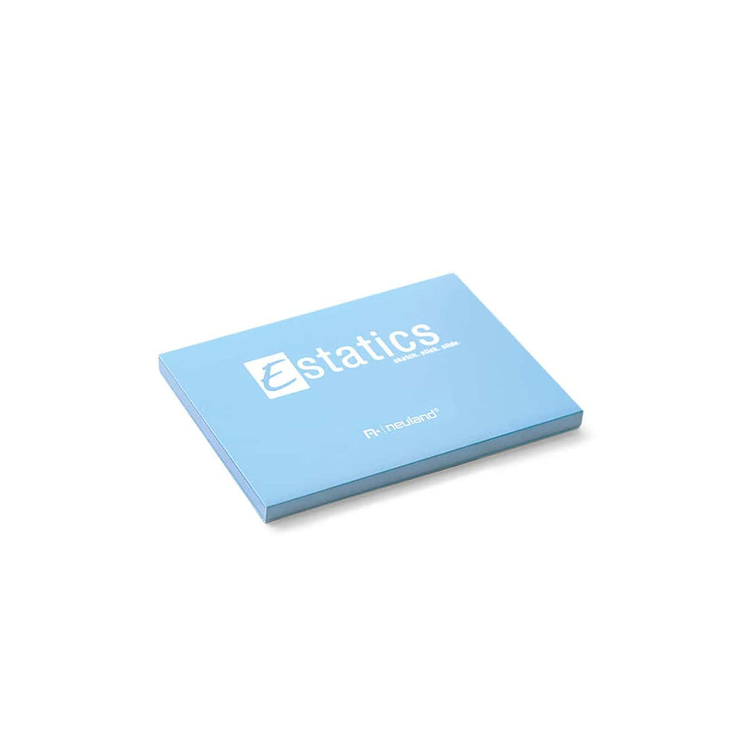 Electrostatically charged sticky notes for meeting room walls, glass, doors, for mind mapping, team conversations, visual facilitation. Neuland Estatics, blue are sold in the UK by Inky Thinking Shop, official Neuland reseller.