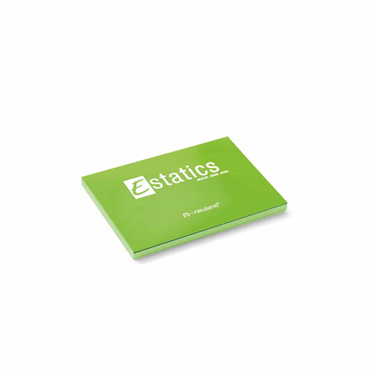 Electrostatically charged sticky notes for meeting room walls, glass, doors, for mind mapping, team conversations, visual facilitation. Neuland Estatics, green are sold in the UK by Inky Thinking Shop, official Neuland reseller.