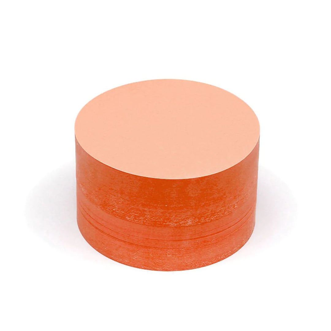 Stack of Neuland Pin-It Workshop Cards, circular paper shapes, orange, for group thoughts, facilitation and training and use on Pinboards. Sold in the UK by Inky Thinking Shop, official Neuland reseller.