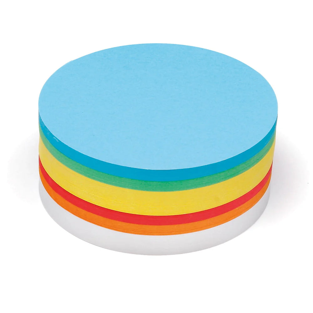 Stack of brightly coloured workshop paper in Circular shape. Neuland Pin-It Cards range. Sold by Inky Thinking UK.