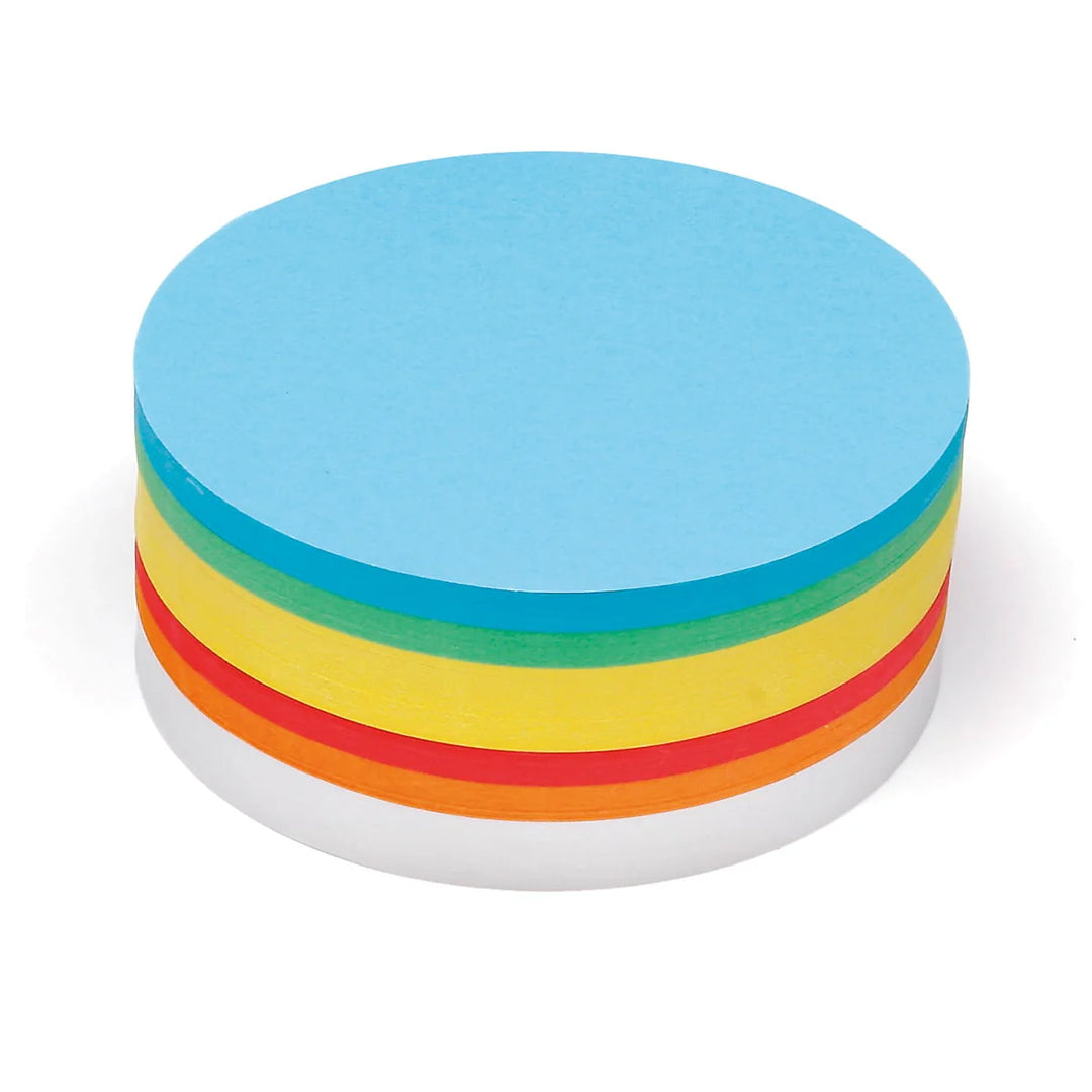 Stack of brightly coloured workshop paper in Circular shape. Neuland Pin-It Cards range. Sold by Inky Thinking UK.