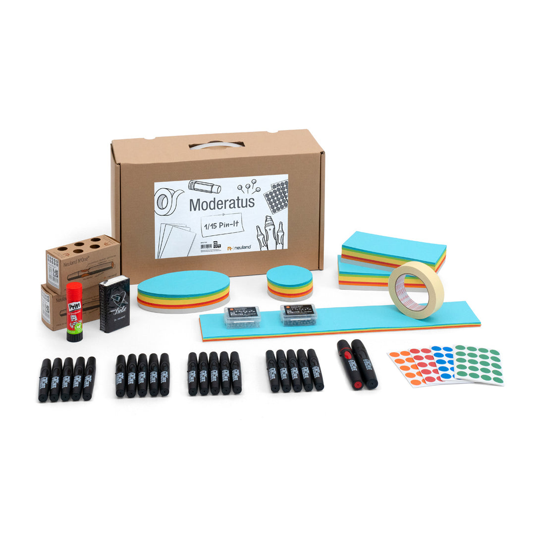 Neuland Moderatus® 1/15, Pin-It contains all the essential core workshop materials you need for up to 15 participants in a 1-day training session all conveniently organised and put together for you! Sold in UK by Inky Shop  