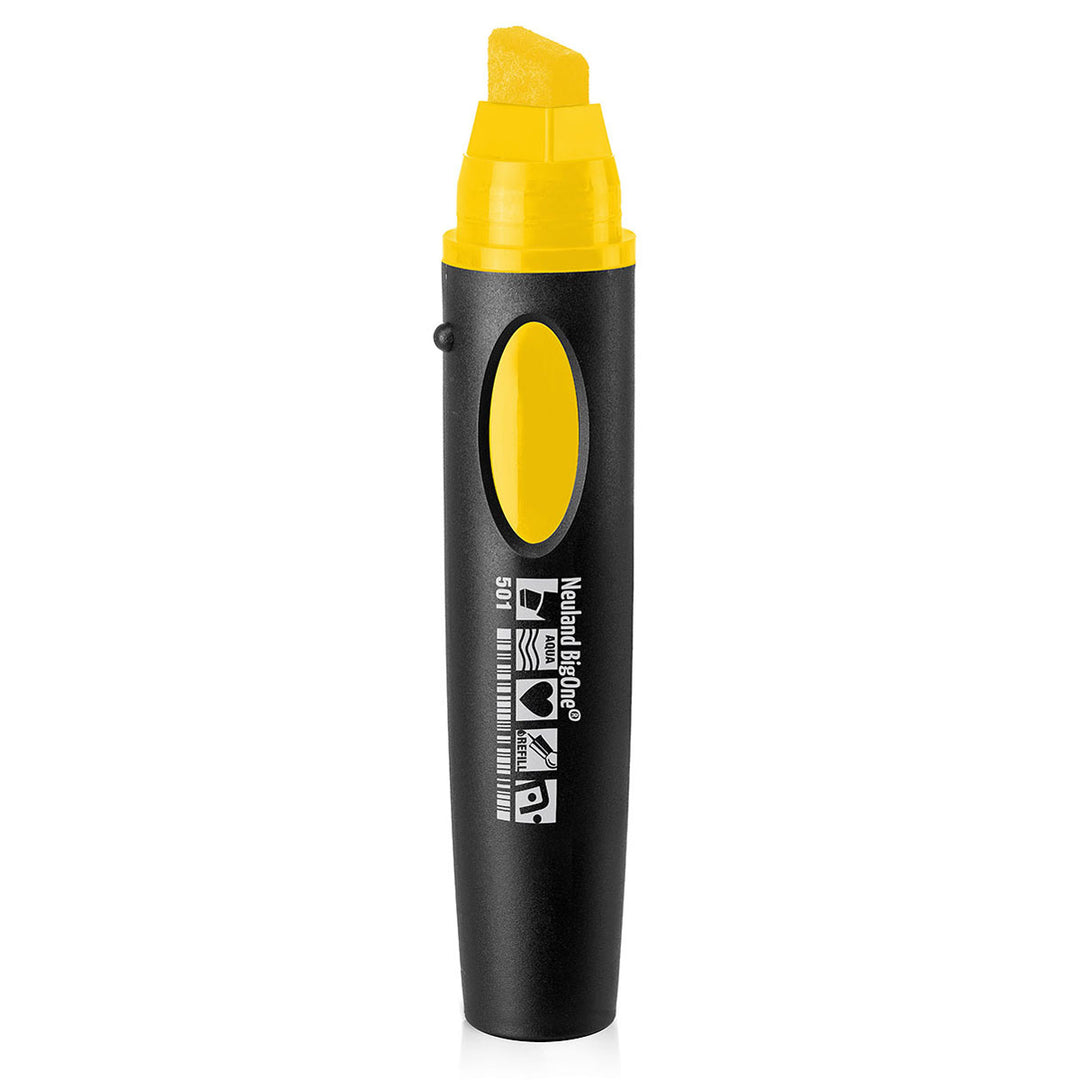 501 yellow Neuland BigOne wedge nib marker pen, refillable. Neuland products sold in the UK by official reseller, Inky Thinking.