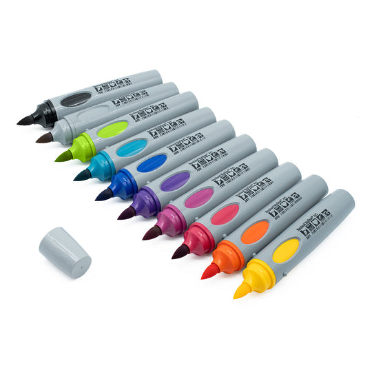 Neuland BigOne® Art, Set of 10, Power Pop creates captivating visualisations with the extra-large brush nib in vibrant 10 assorted colour sets, designed specifically for bold outlines and expressive handwriting. Sold in UK by Inky Thinking