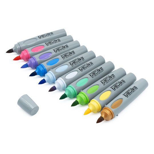 Neuland BigOne® Art, Set of 10, Light Bloom creates captivating visualisations with the extra-large brush nib in vibrant 10 assorted colour sets, designed specifically for bold outlines and expressive handwriting. Sold in UK via Inky Thinking, Official Neuland reseller.