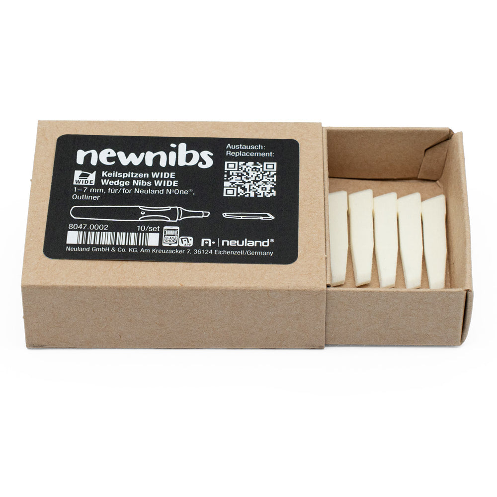 Neuland No.One® Wedge, WIDE Replacement Nibs, 10 pack. WIDE 1-7 mm. Sustainable. 