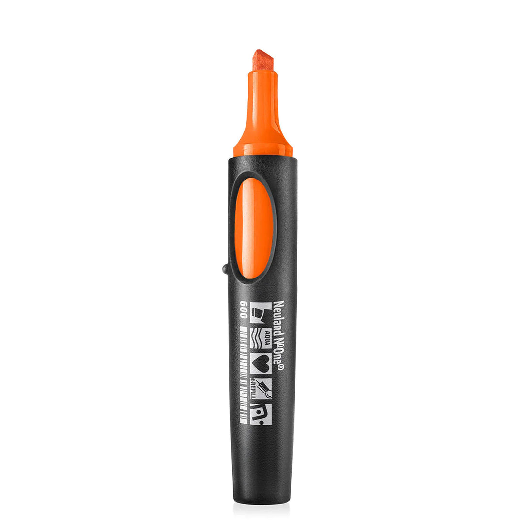 Neuland No.One Wedge nib marker, 600, orange with refillable ink. Sold in UK via official Neuland GB reseller Inky Thinking Shop.