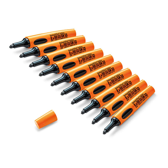 Pack of 10 black Neuland outliner markers with deep black permanent ink and wedge nib. 