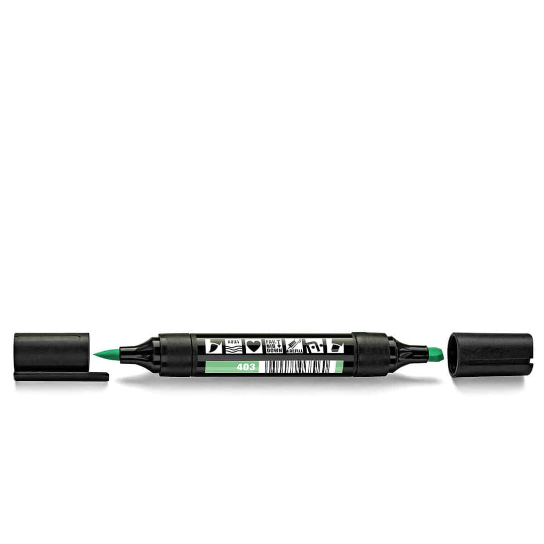 Neuland TwinOne marker, double ended, two nibs in one pen. 403 pastel green. Sold in UK via Inky Thinking UK Shop, official reseller.