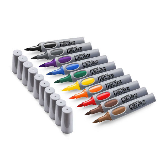 Neuland No.One Art Brush marker set, Midnight, set of 10, refillable ink. Sold in UK via Inky Thinking online shop, official reseller.
