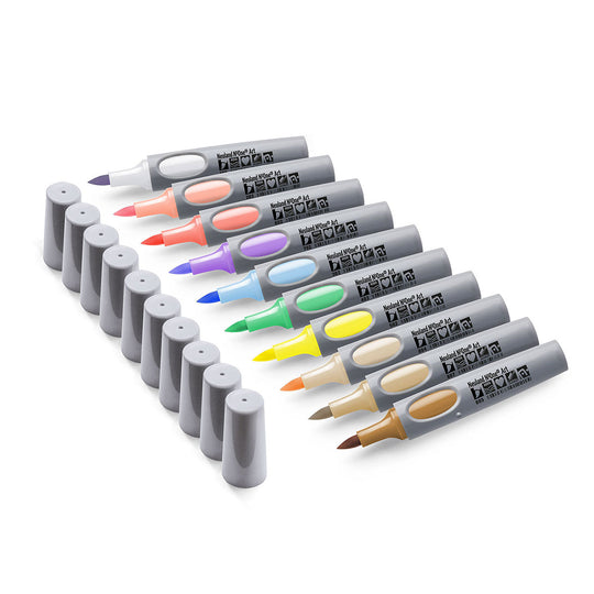 Neuland No.One Art Brush marker set, Morning Glow, set of 10, refillable ink. Sold in UK via Inky Thinking online shop, official reseller.