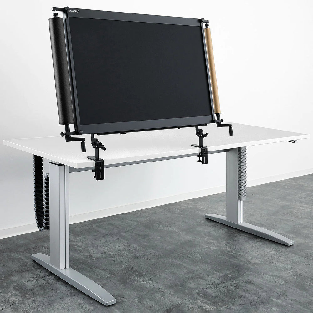 Product photo of Neuland GraphicWally, tilting graphic wall board attached to desk table. Sold in UK via Inky Thinking Shop UK, official Neuland reseller.