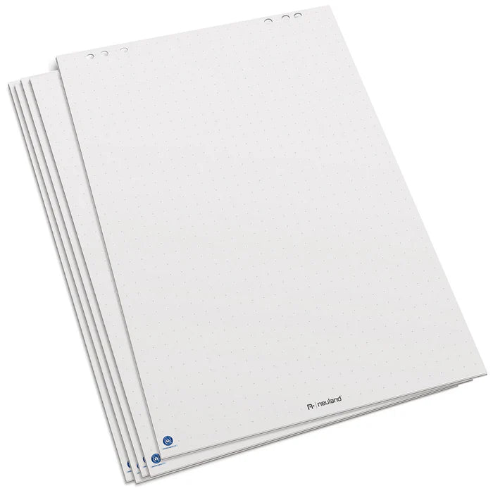 Pads of sustainable white crosshair flipchart paper, Neuland.