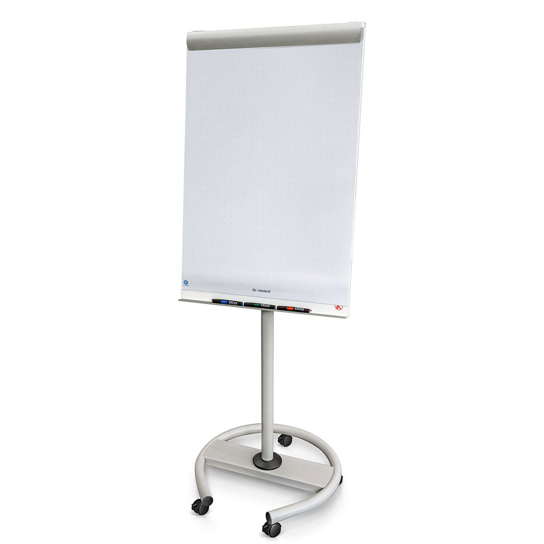 Neuland NovoFlip Mobil Whiteliner FlipChart is a mobile entry-level FlipChart designed for versatility and convenience, featuring a height-adjustable magnetic board surface and additional sheet holders. Sold in UK by Inky Thinking Shop