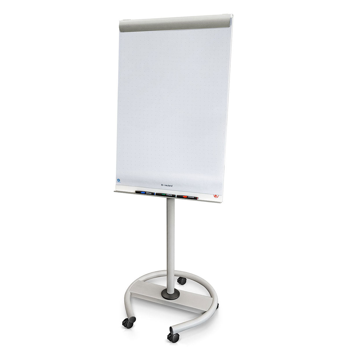 Neuland NovoFlip Mobil Whiteliner FlipChart is a mobile entry-level FlipChart designed for versatility and convenience, featuring a height-adjustable magnetic board surface and additional sheet holders. Sold in UK by Inky Thinking Shop