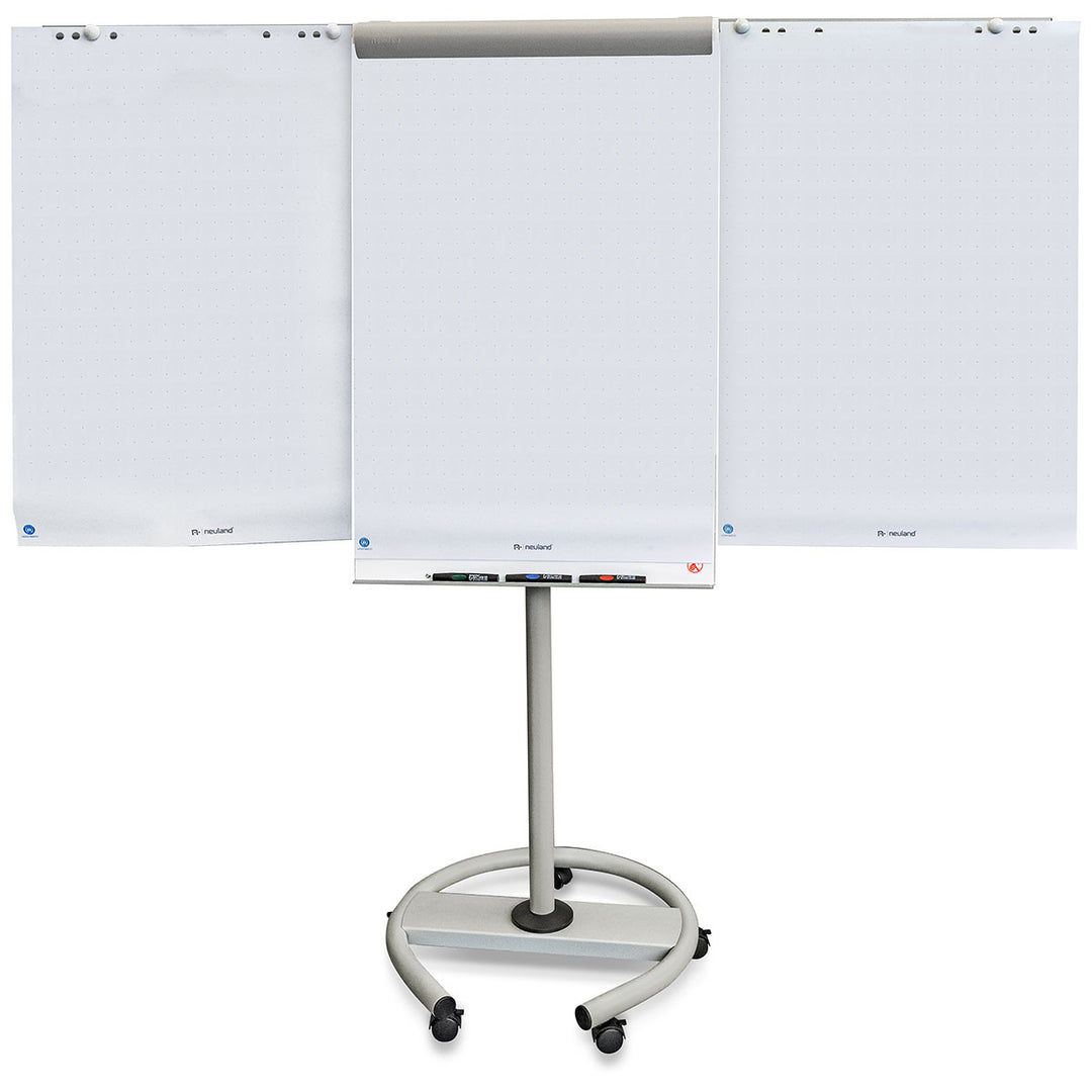 Neuland NovoFlip Mobil Whiteliner FlipChart is a mobile entry-level FlipChart designed for versatility and convenience, featuring a height-adjustable magnetic board surface and additional sheet holders. Sold in UK by Inky Thinking Shop