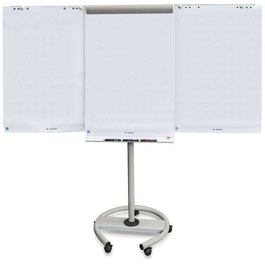 Neuland NovoFlip Mobil Whiteliner FlipChart is a mobile entry-level FlipChart designed for versatility and convenience, featuring a height-adjustable magnetic board surface and additional sheet holders. Sold in UK by Inky Thinking Shop