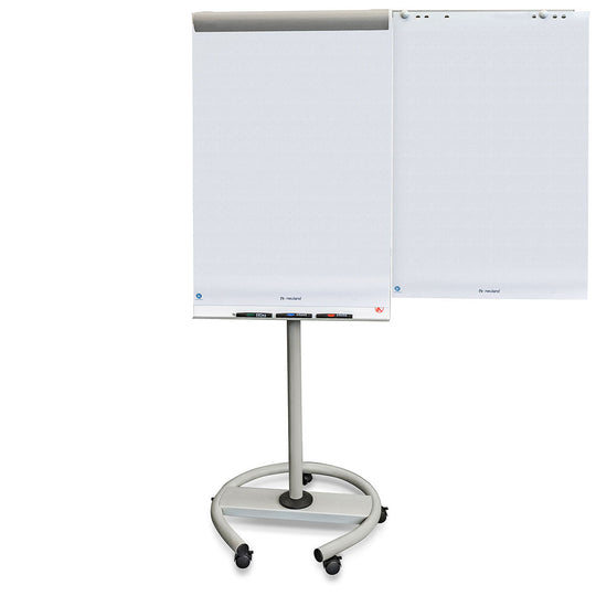 Neuland NovoFlip Mobil Whiteliner FlipChart is a mobile entry-level FlipChart designed for versatility and convenience, featuring a height-adjustable magnetic board surface and additional sheet holders. Sold in UK by Inky Thinking Shop