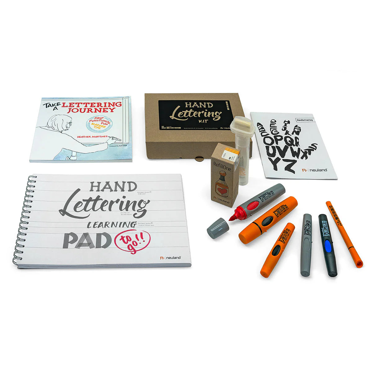 hand lettering kit and book bundle by Heather Martinez, sold by Neuland UK reseller Inky Shop UK