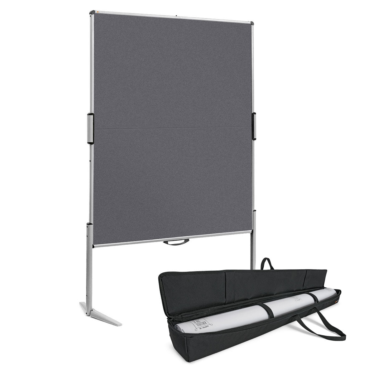 Neuland EuroPin® MC Pinboard Complete Bundle, with grey pinboard, white paper and black carrying bag