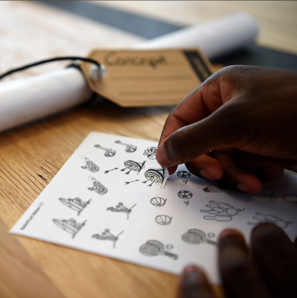 BulletProof Sticker Set – smaller sticker size, black and white for colouring in. Made by Neuland. 