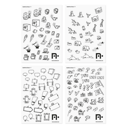BulletProof Sticker Set – smaller sticker size, black and white for colouring in. Made by Neuland. 