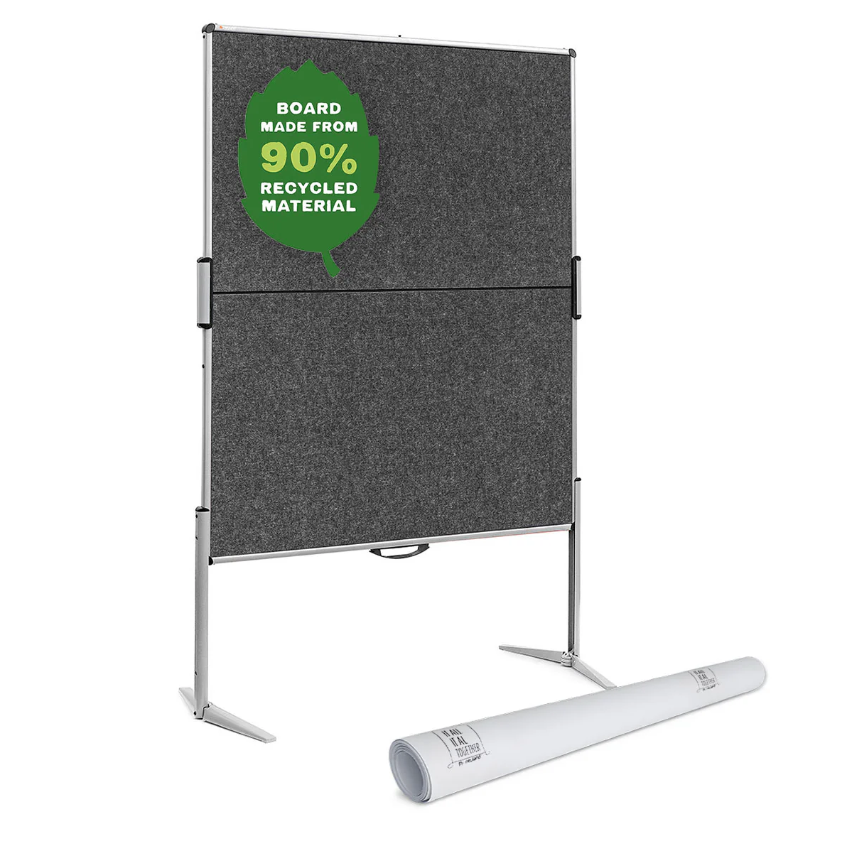 Grey felt Neuland EuroPin® MC R-ECO Pinboard plus Paper Bundle, made from 90% recycled material and sustainable paper