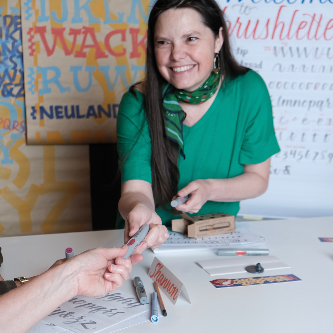 Photo to advertise Lettering Masterclass - Advanced Skills by Heather Leavitt Martinez in UK in Feb 2026 in collaboration with Inky Thinking