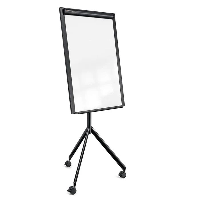 Neuland ToMove FlipChart is a sophisticated flipchart featuring an elegant tripod castor frame and a magnetic whiteboard surface. Offered in either a stylish matte black or a refined grey aluminium finish. Sold in UK by Inky Thinking