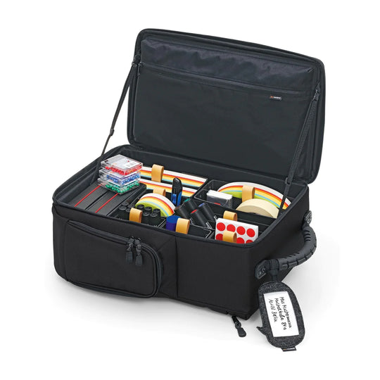 Neuland Novario workshop backpack pre-filled with visual facilitation materials including markers, stickers, scissors, pins, shaped paper. Sold in UK by Inky Thinking Shop, official GB reseller.