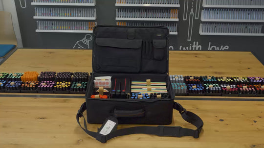 Neuland Novario WorkShop Case pre-filled with Neuland markers, refills, cards, paper, stickers, scissors and more. Available in the UK via Inky Thinking Shop UK